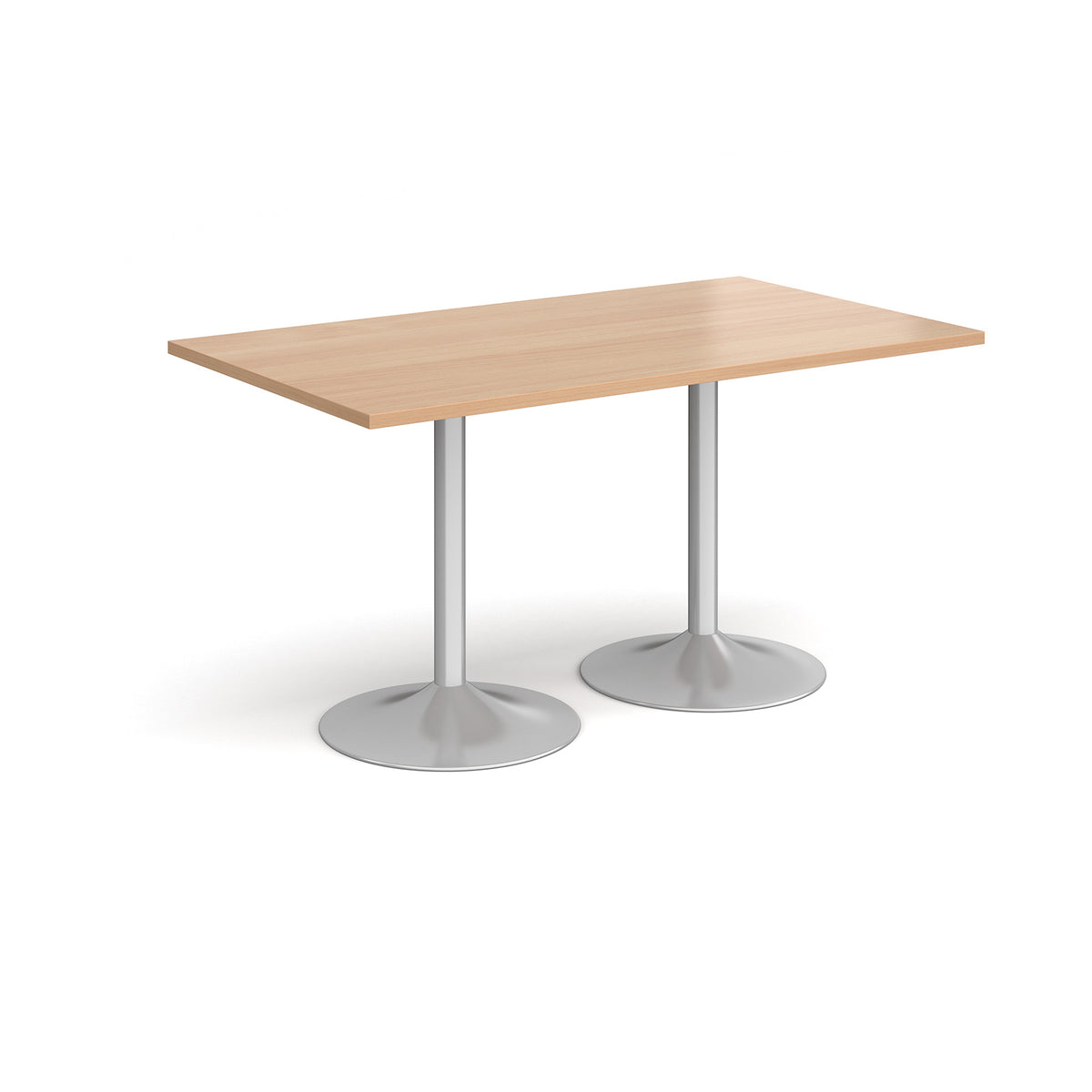 Genoa rectangular dining table with silver trumpet base 1400mm x 800mm - Beech - view 1