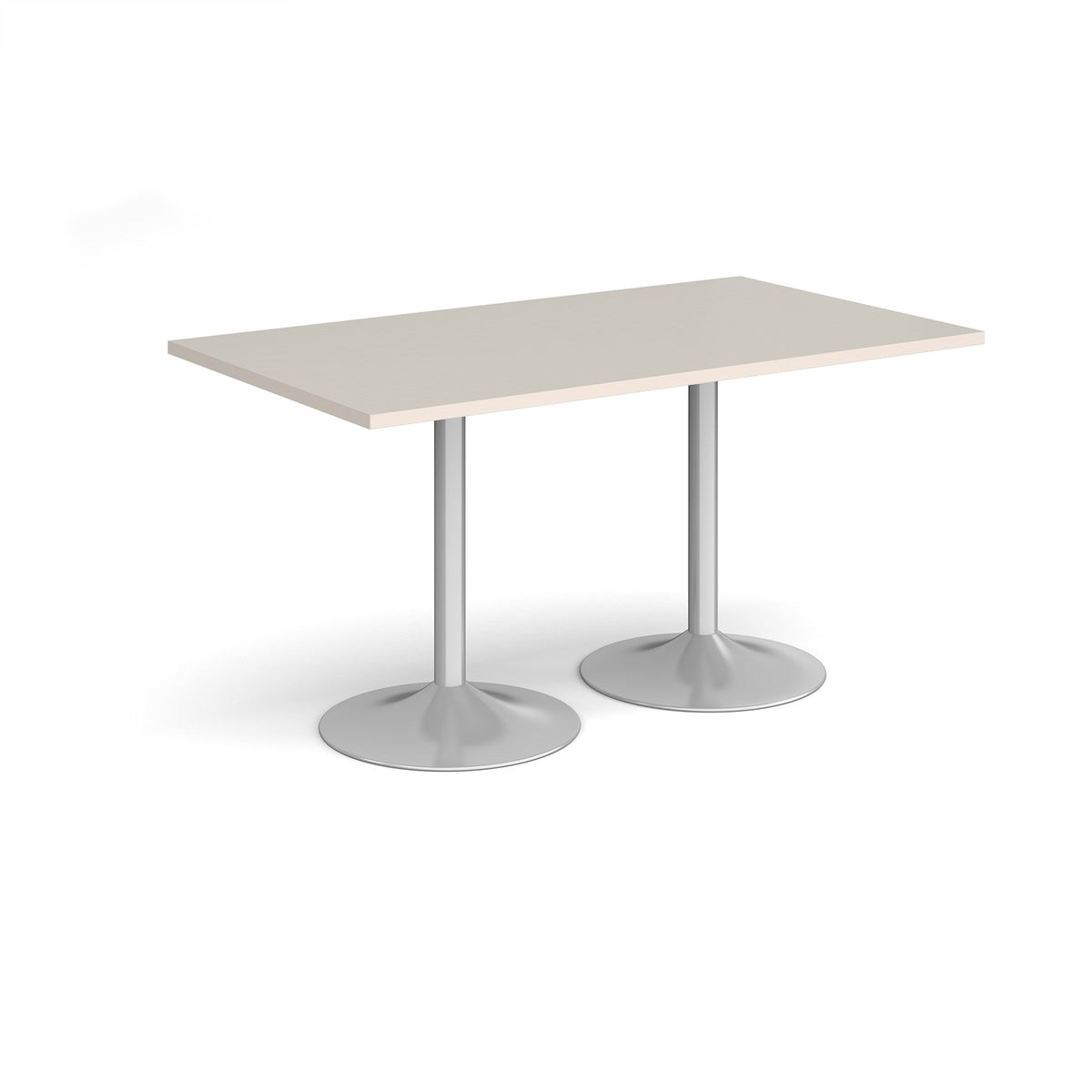 Genoa rectangular dining table with silver trumpet base 1400mm x 800mm - Light Grey - view 1