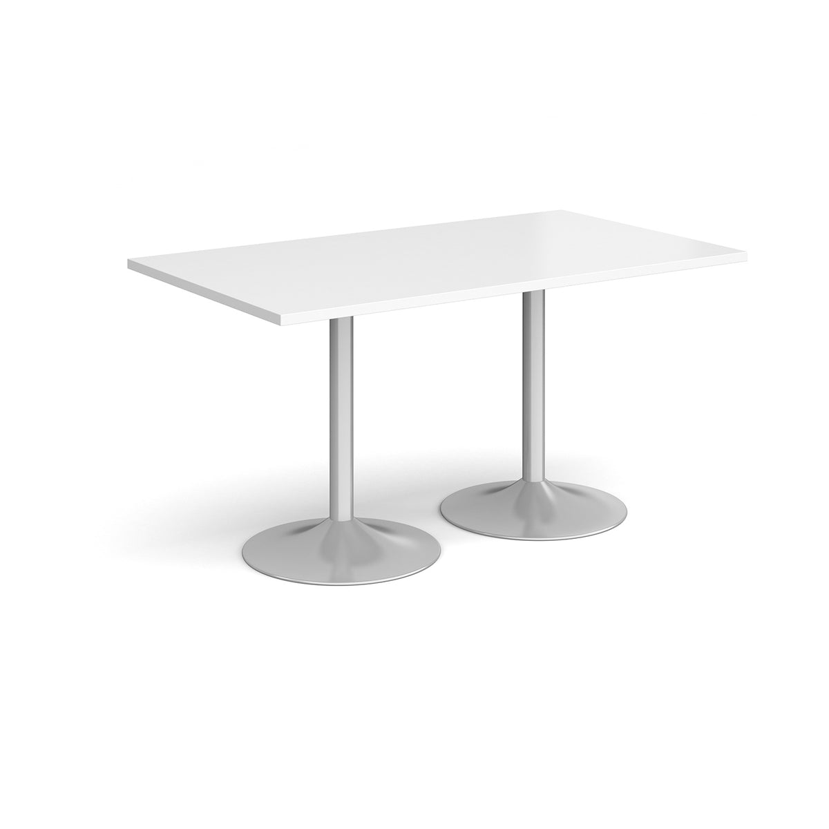 Genoa rectangular dining table with silver trumpet base 1400mm x 800mm - white - view 1