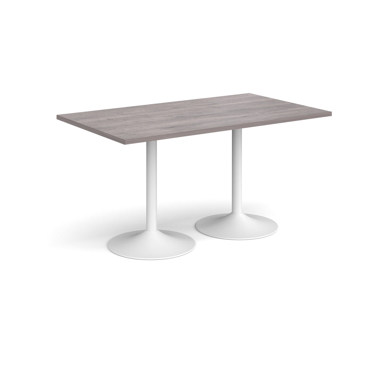 Genoa rectangular dining table with white trumpet base 1400mm x 800mm - Grey Oak - view 1