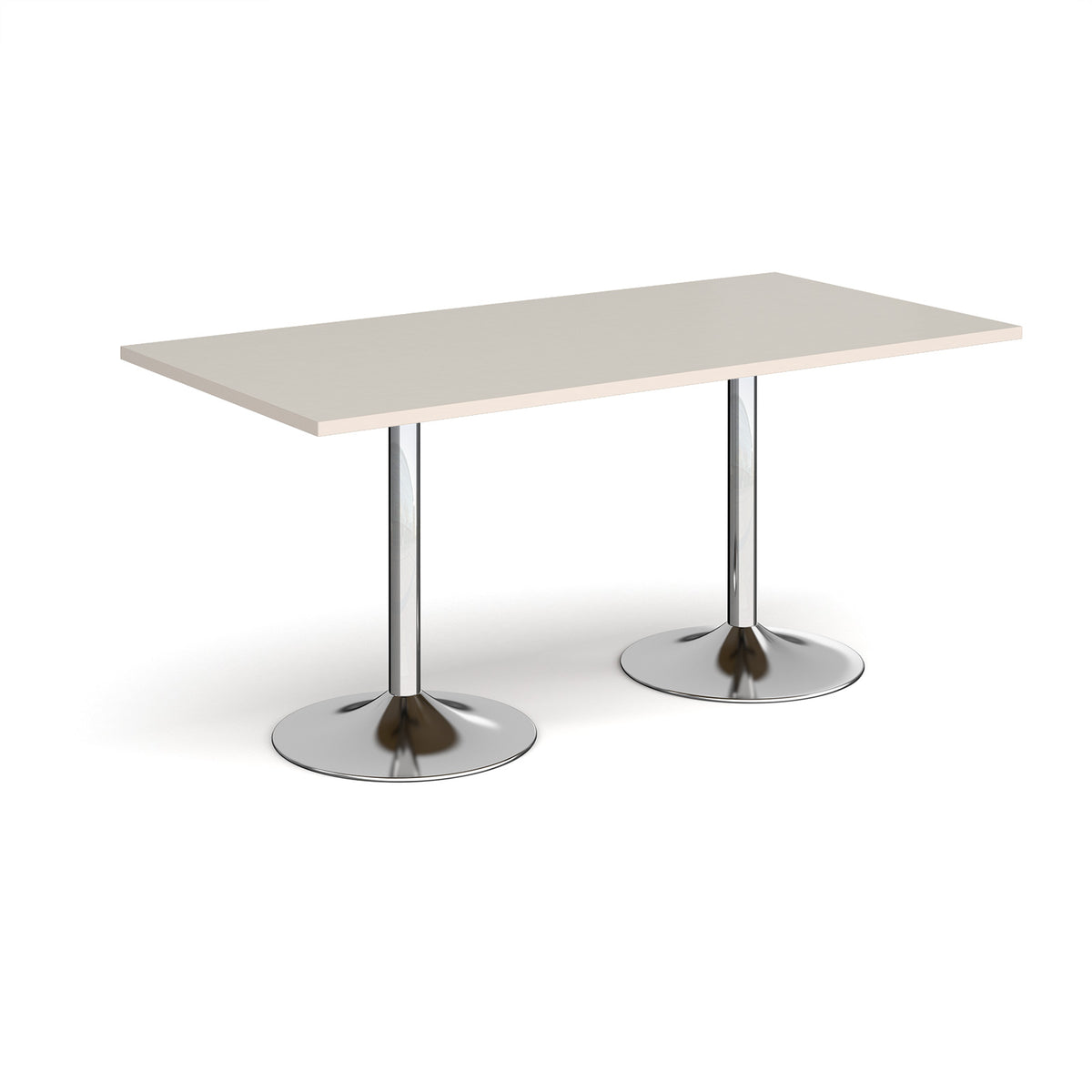 Genoa rectangular dining table with chrome trumpet base 1600mm x 800mm - Light Grey - view 1