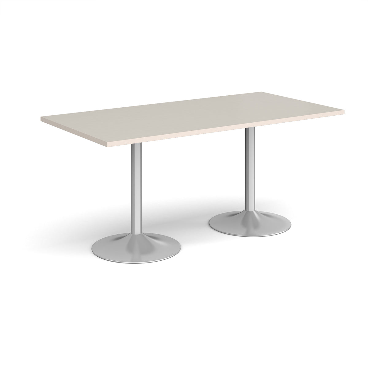 Genoa rectangular dining table with silver trumpet base 1600mm x 800mm - Light Grey - view 1