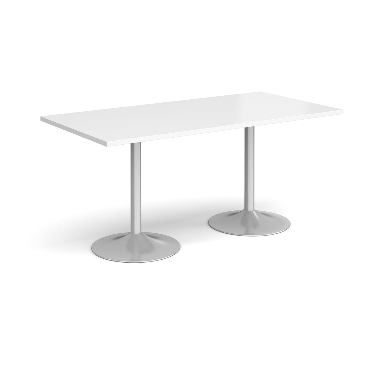 Genoa rectangular dining table with silver trumpet base 1600mm x 800mm - white - view 1