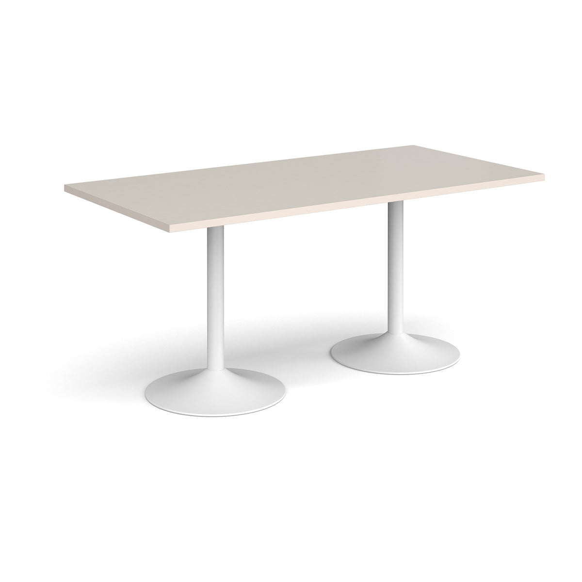 Genoa rectangular dining table with white trumpet base 1600mm x 800mm - Light Grey - view 1