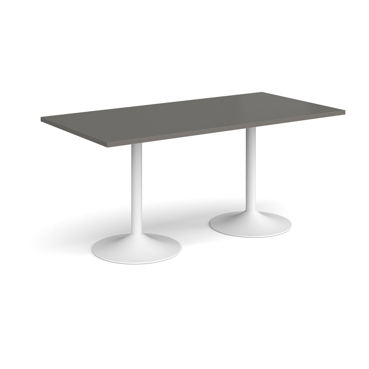 Genoa rectangular dining table with white trumpet base 1600mm x 800mm - Onyx Grey - view 1