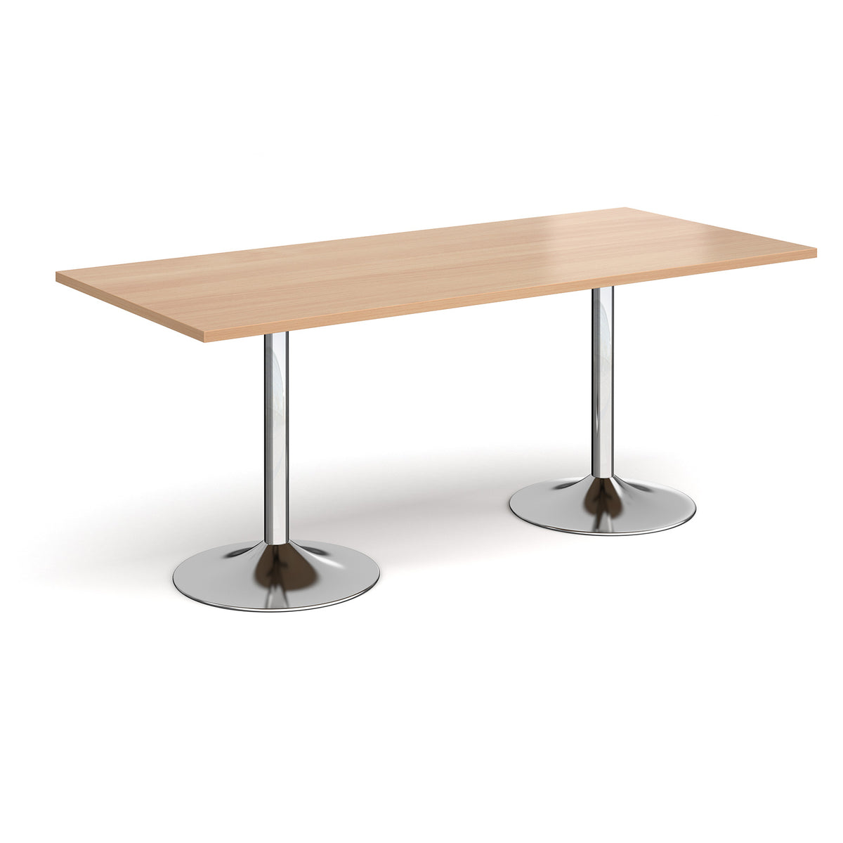 Genoa rectangular dining table with chrome trumpet base 1800mm x 800mm - Beech - view 1