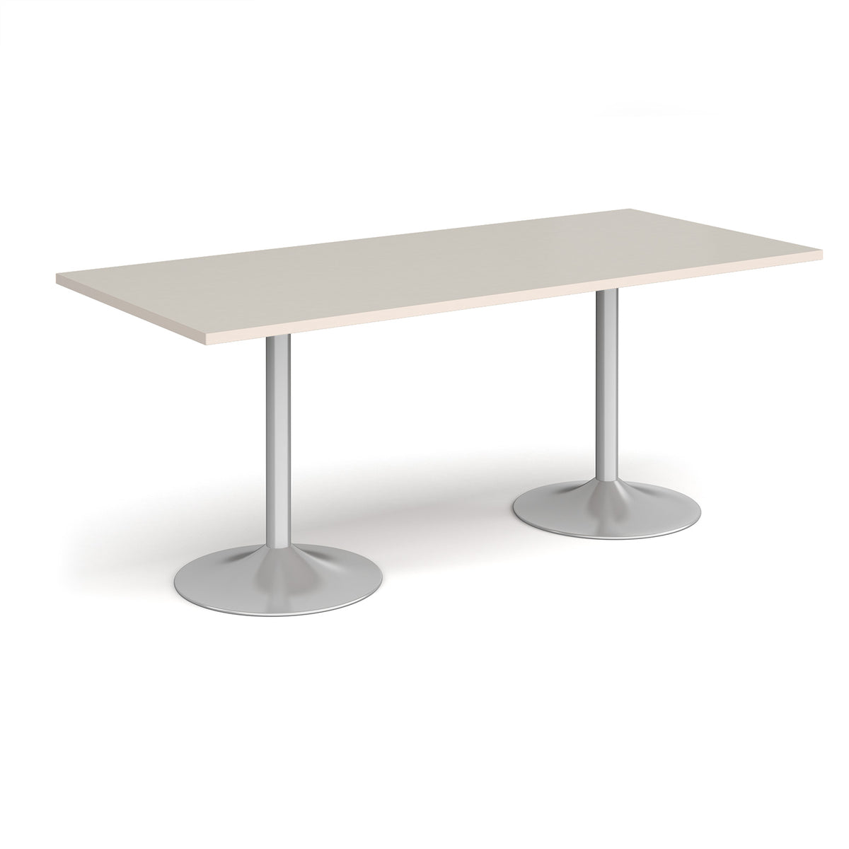 Genoa rectangular dining table with silver trumpet base 1800mm x 800mm - Light Grey - view 1