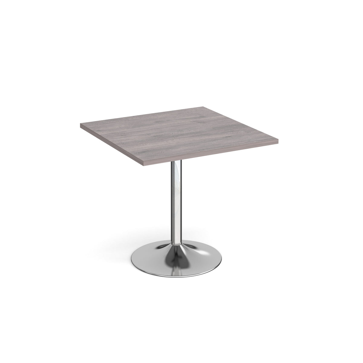 Genoa square dining table with chrome trumpet base 800mm - Grey Oak - view 1