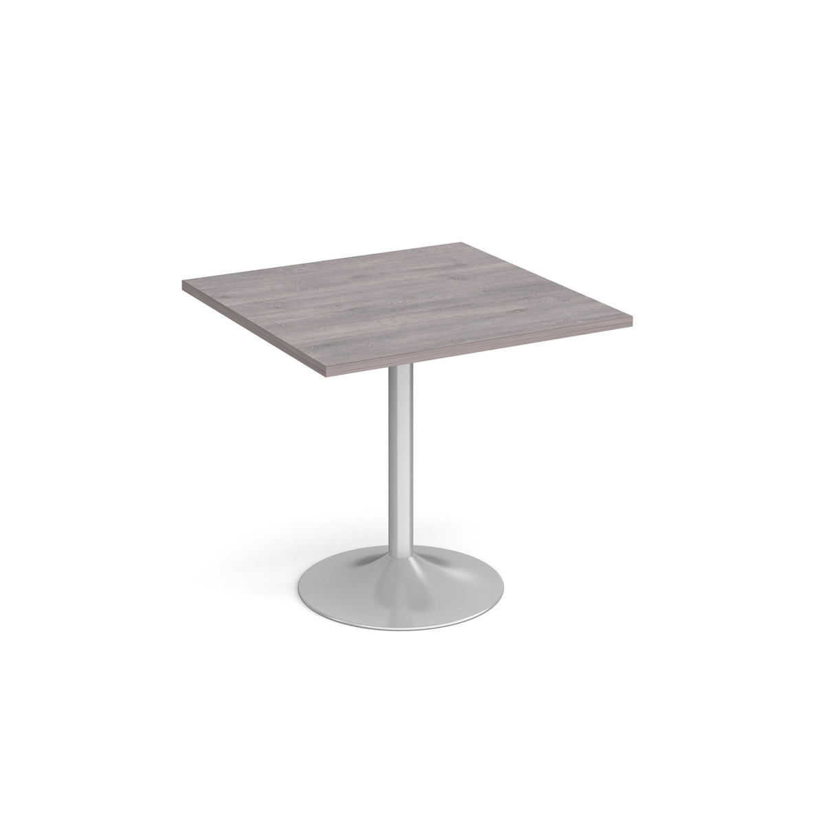 Genoa square dining table with silver trumpet base 800mm - Grey Oak - view 1