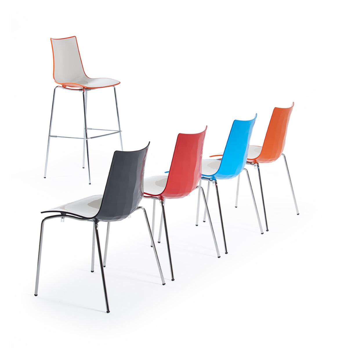 Gecko shell dining stacking chair with chrome legs - anthracite - view 4