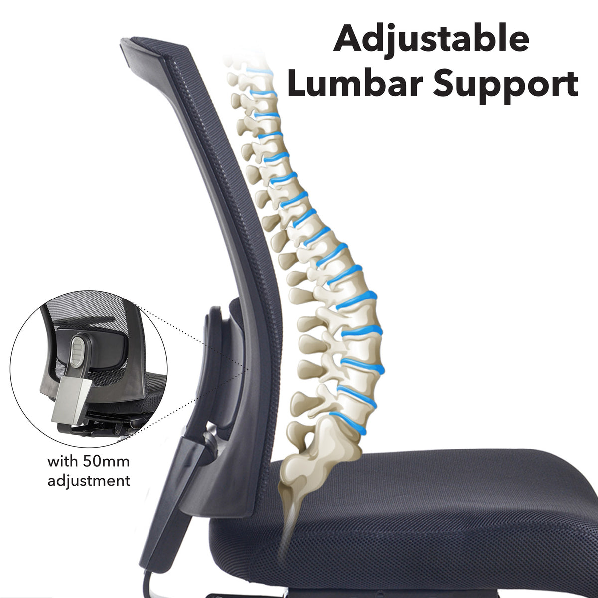 Gemini mesh task chair with no arms - black - view 2