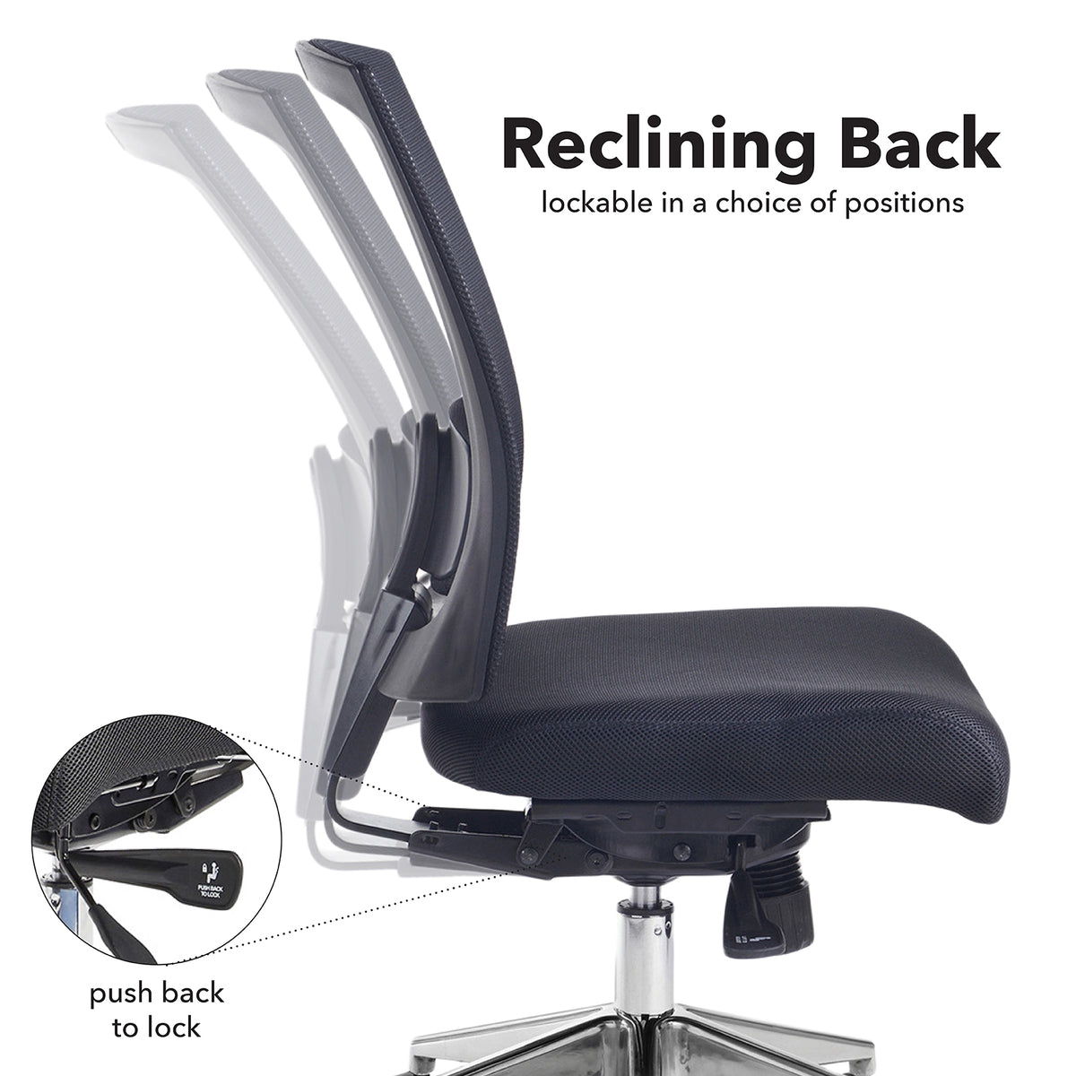 Gemini mesh task chair with no arms - black - view 4
