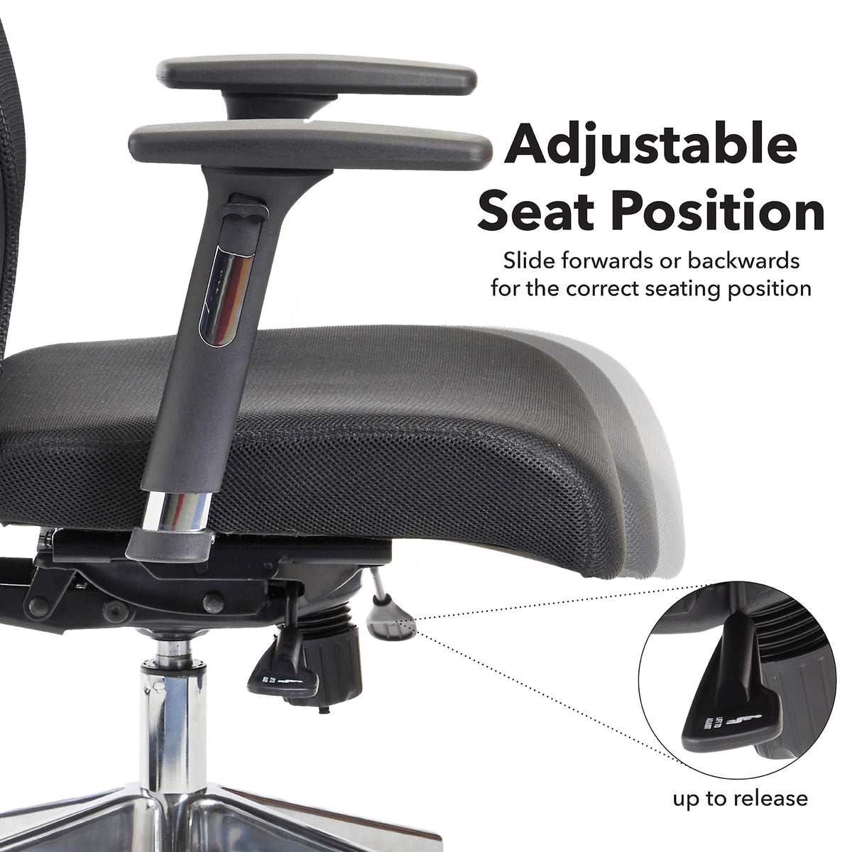 Gemini mesh task chair with adjustable arms - black - view 3