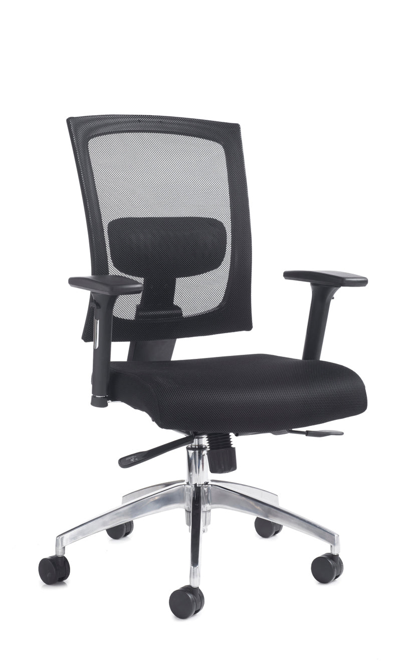 Gemini mesh task chair with adjustable arms - black - view 1