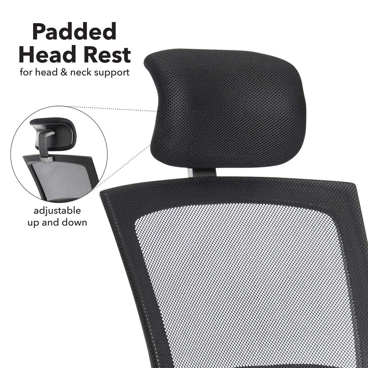 Gemini mesh task chair with adjustable arms and headrest - black - view 3
