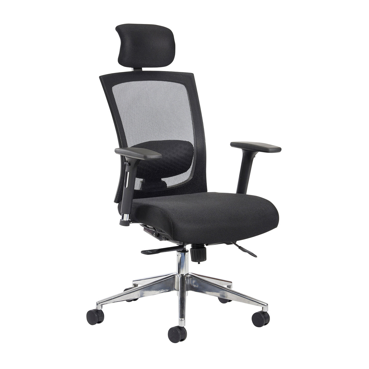 Gemini mesh task chair with adjustable arms and headrest - black - view 1