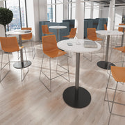 Monza circular poseur table with flat round brushed steel base 800mm - Beech - view 2