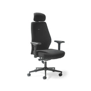 Hatha high back posture task chair with black fabric seat and back, headrest & adjustable arms - view 1