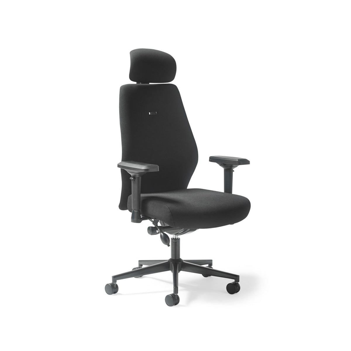 Hatha high back posture task chair with black fabric seat and back, headrest & adjustable arms - view 1