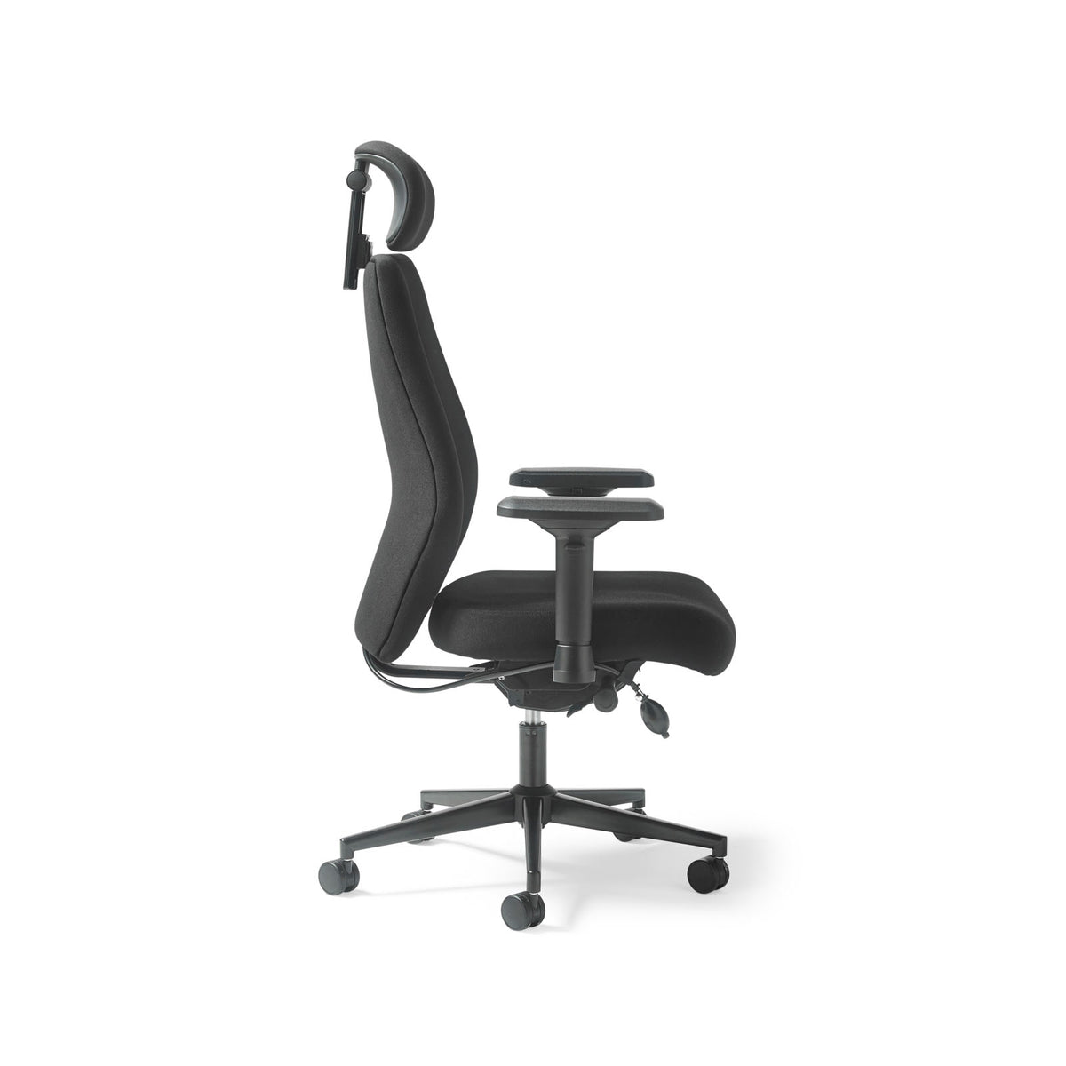 Hatha high back posture task chair with black fabric seat and back, headrest & adjustable arms - view 2