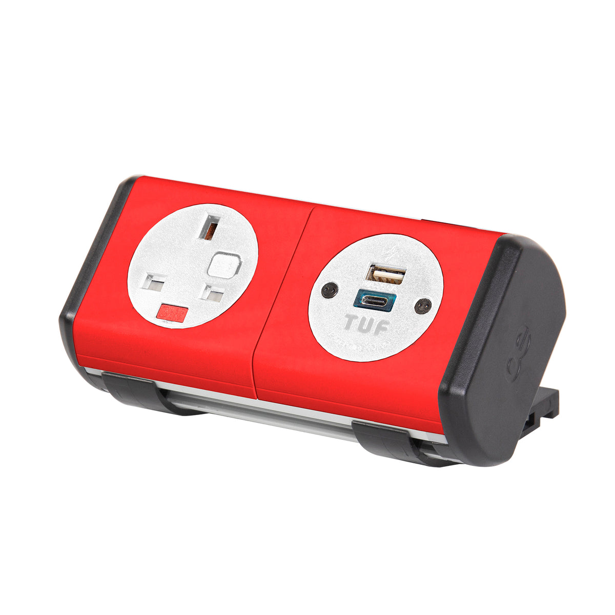Hubble clip-on power module 1 x UK socket, 1 x TUF (A&C connectors) USB charger - dark blue - view 1