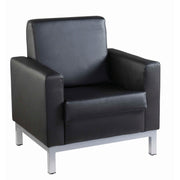 Helsinki square back reception single tub chair 800mm wide - black bonded leather faced - view 1