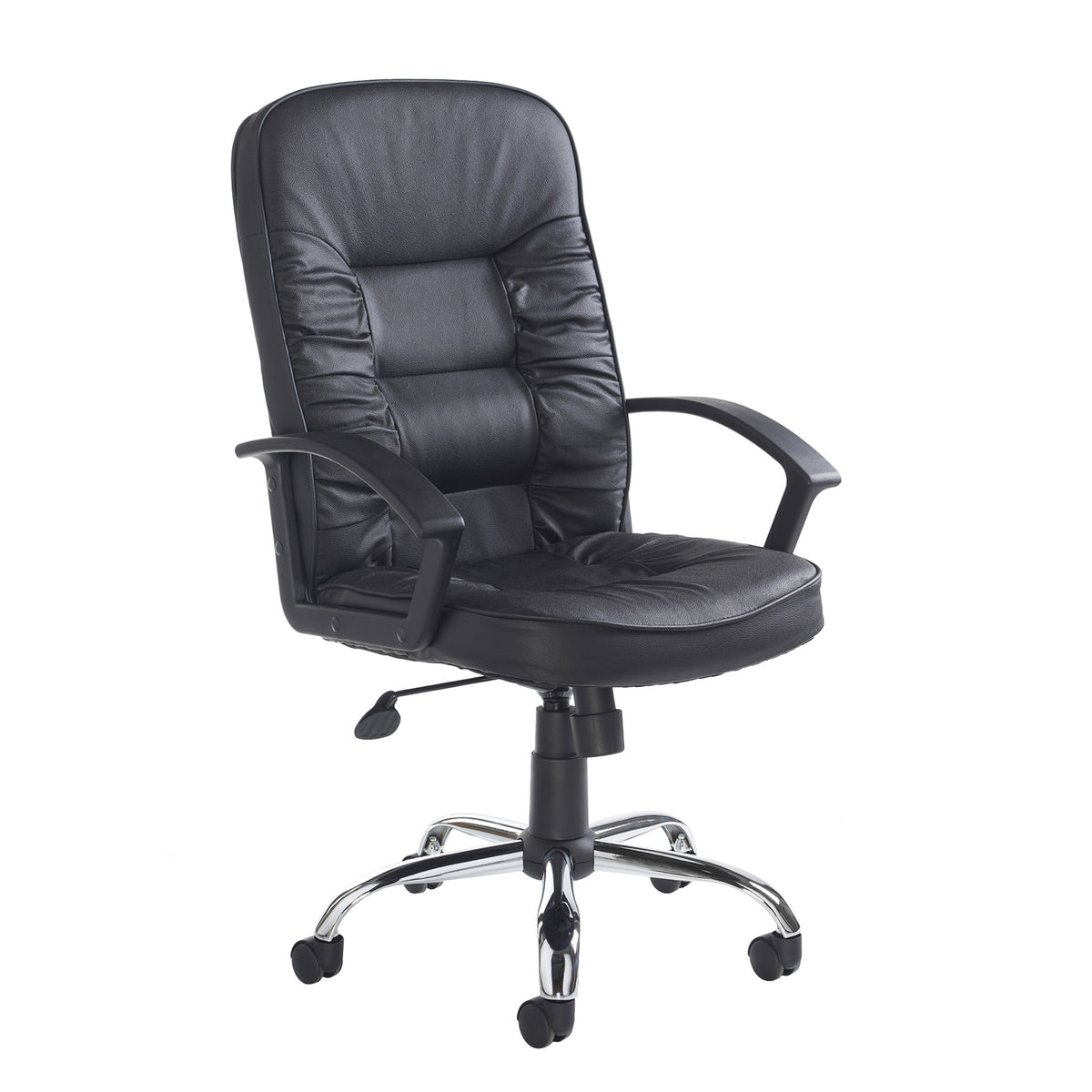 Hertford high back managers chair - black leather faced - view 1