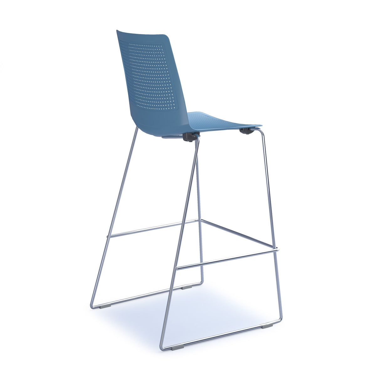Harmony multi-purpose stool with chrome sled frame - blue - view 3