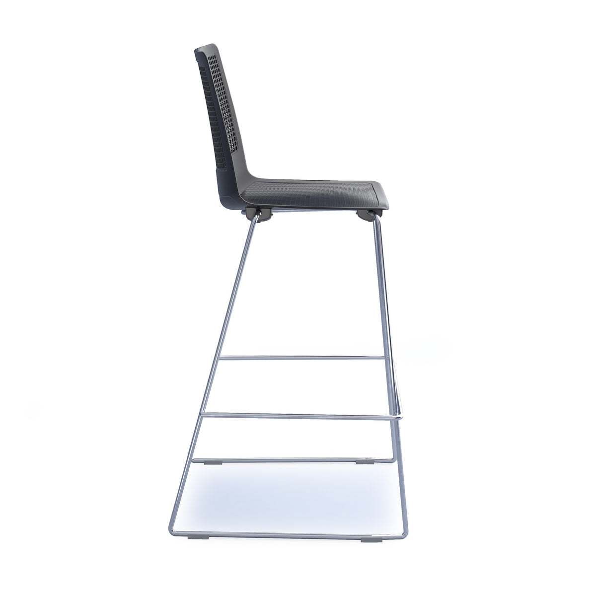 Harmony multi-purpose stool with chrome sled frame - black - view 2