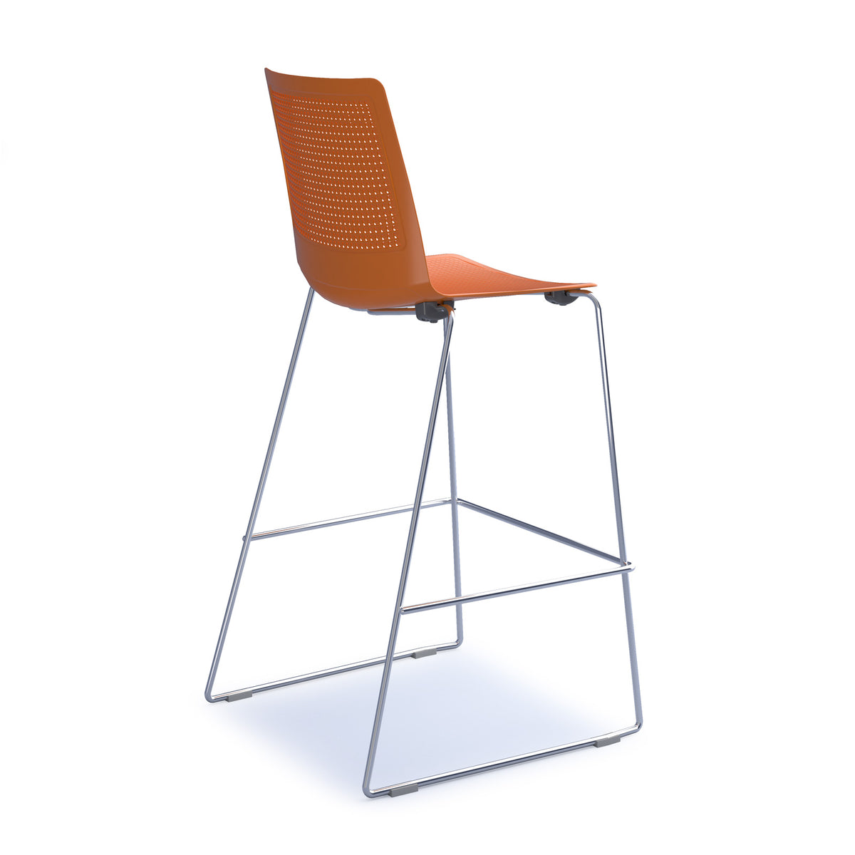 Harmony multi-purpose stool with chrome sled frame - orange - view 3