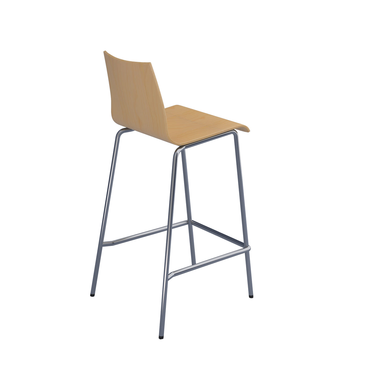 Fundamental dining stool in Beech with chrome frame - view 2