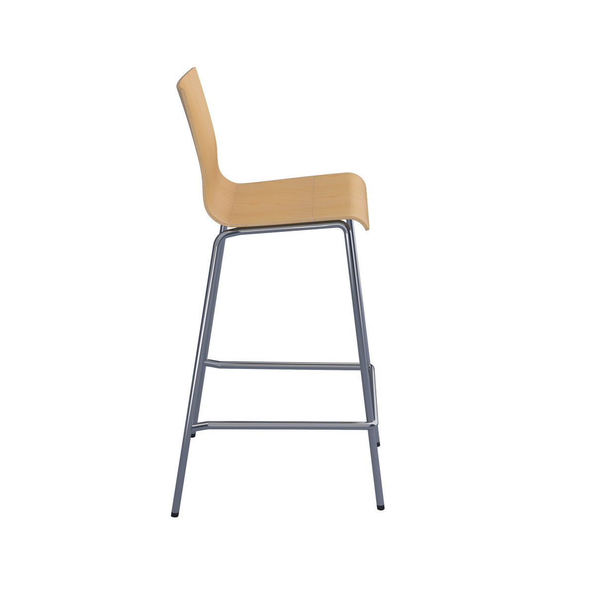 Fundamental dining stool in Beech with chrome frame - view 3