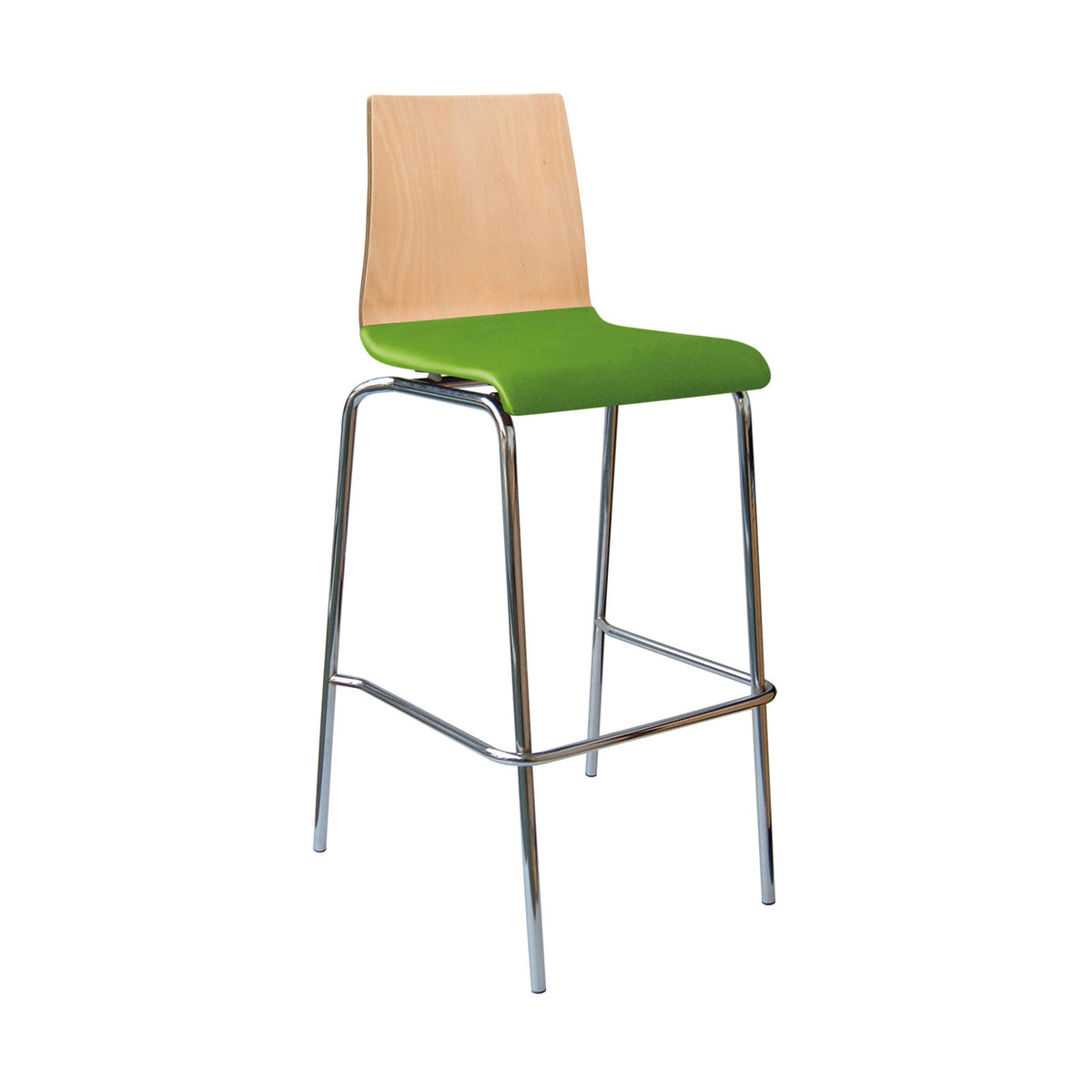 Fundamental dining stool with Beech back, fabric seat and chrome frame - made to order fabric - view 2