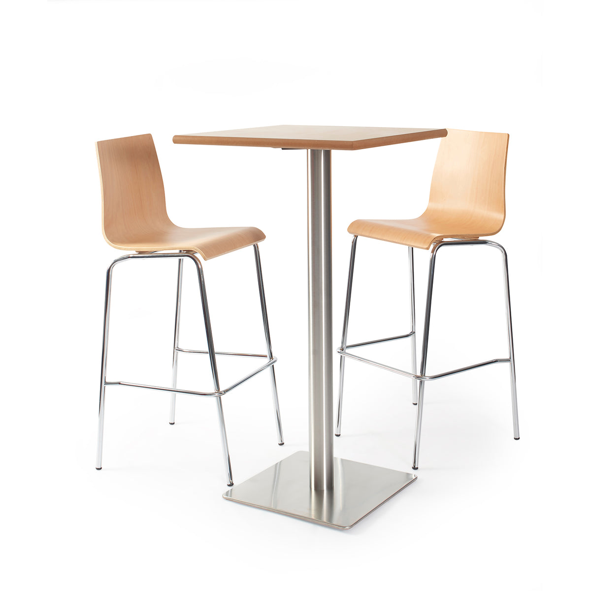 Fundamental dining stool in Beech with chrome frame - view 5