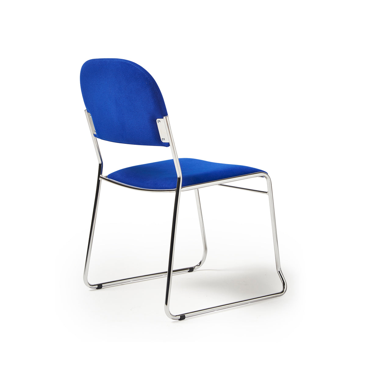 Jive stacking chair with chrome frame in blue fabric - view 2