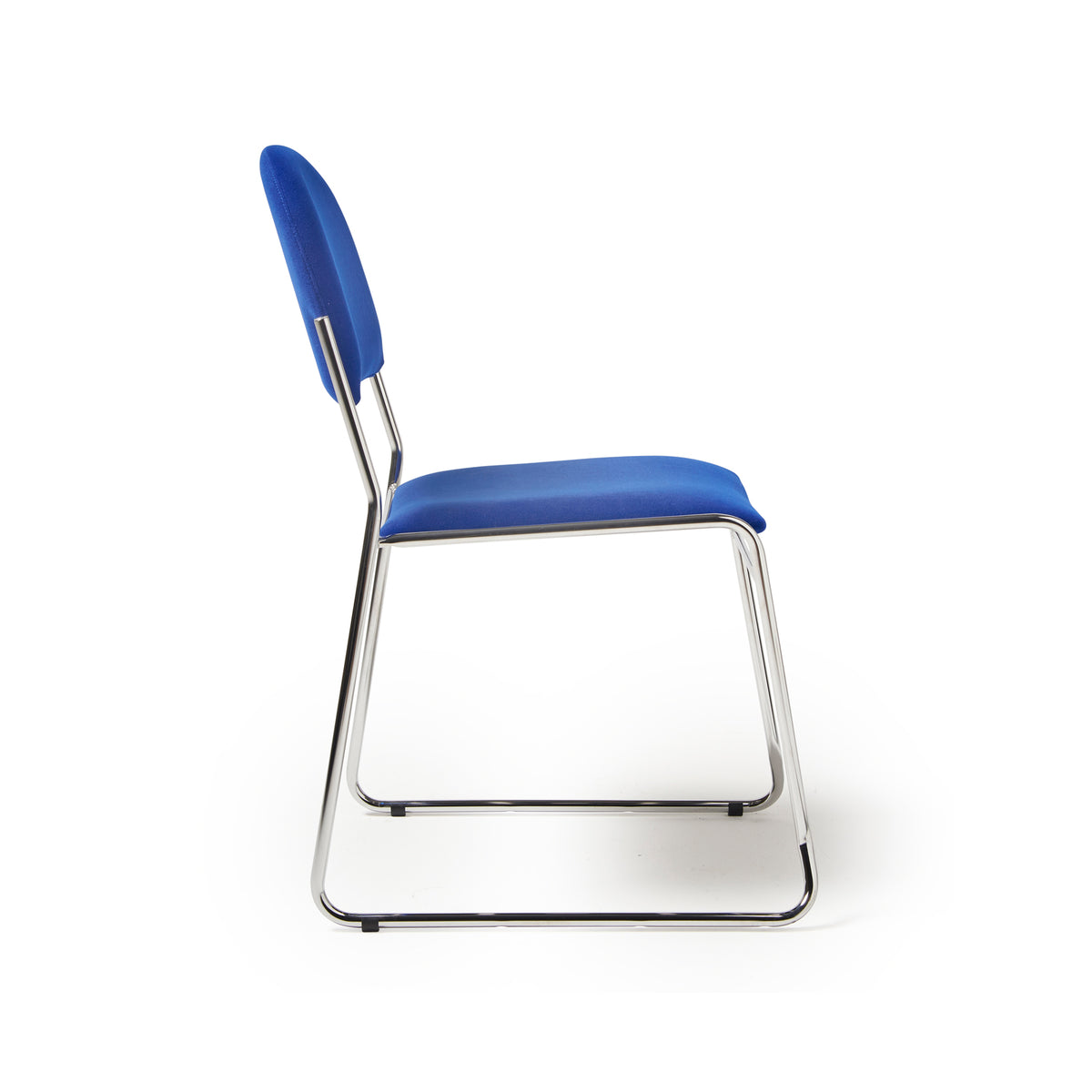 Jive stacking chair with chrome frame in blue fabric - view 4