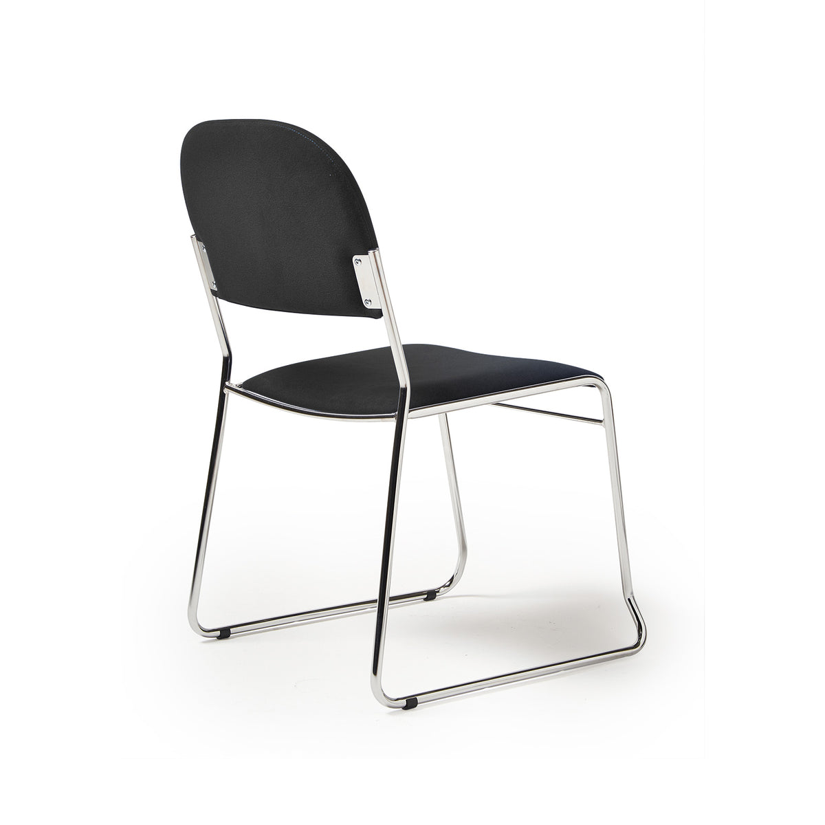 Jive stacking chair with chrome frame in black fabric - view 2