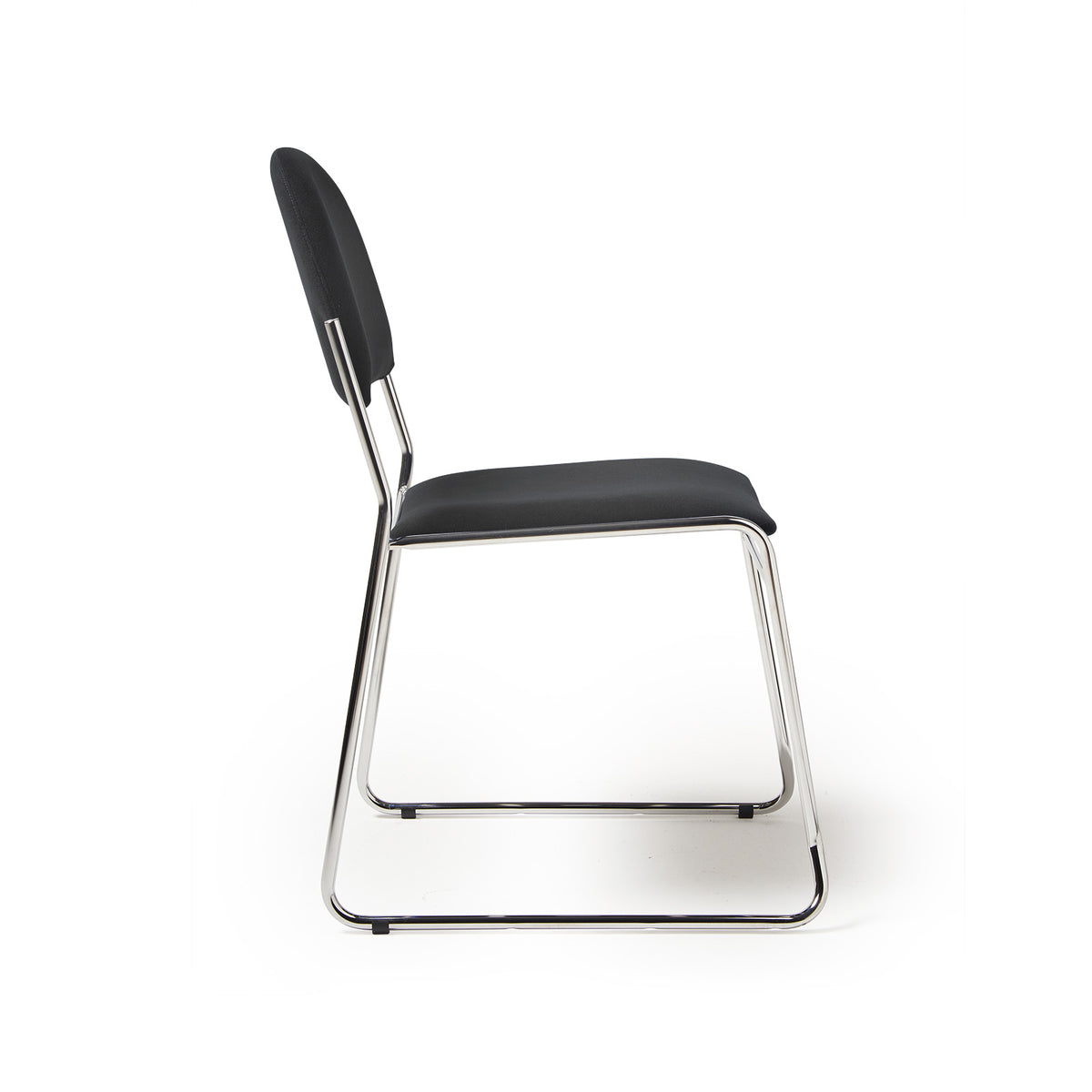 Jive stacking chair with chrome frame in black fabric - view 4