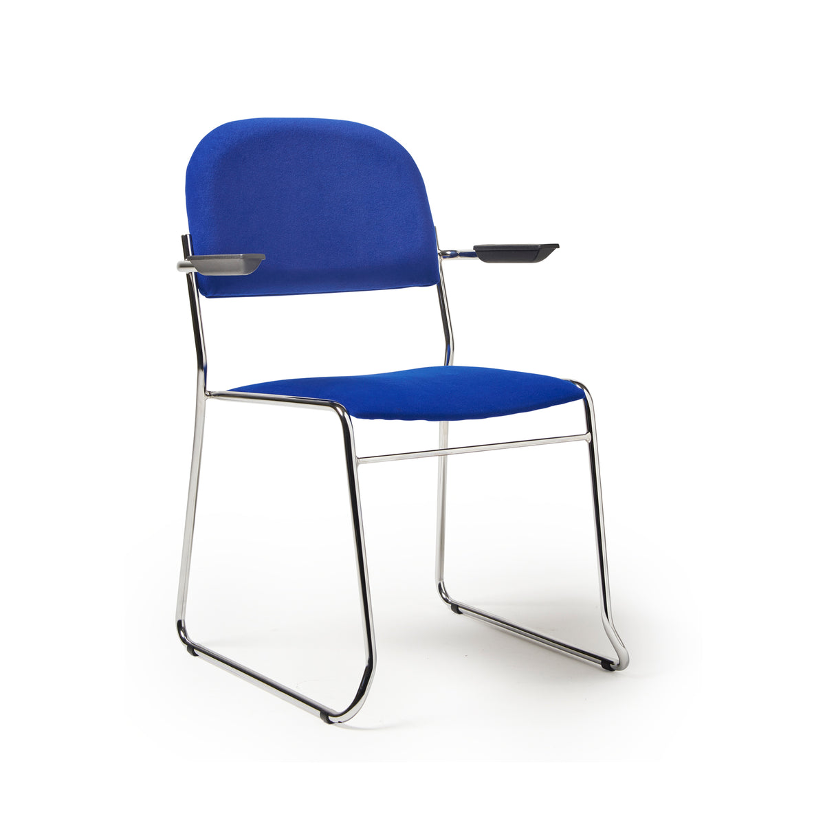 Jive stacking armchair with chrome frame in blue fabric - view 1