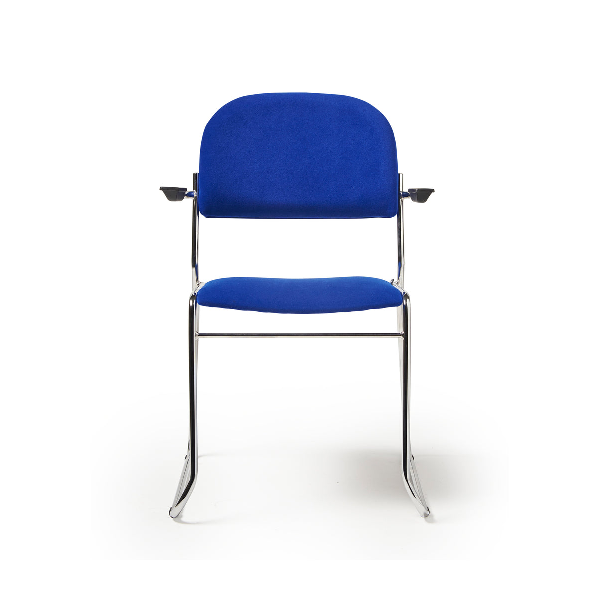 Jive stacking armchair with chrome frame in blue fabric - view 3