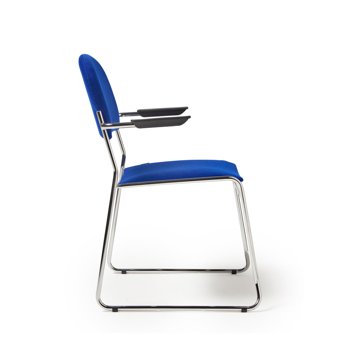 Jive stacking armchair with chrome frame in blue fabric - view 4