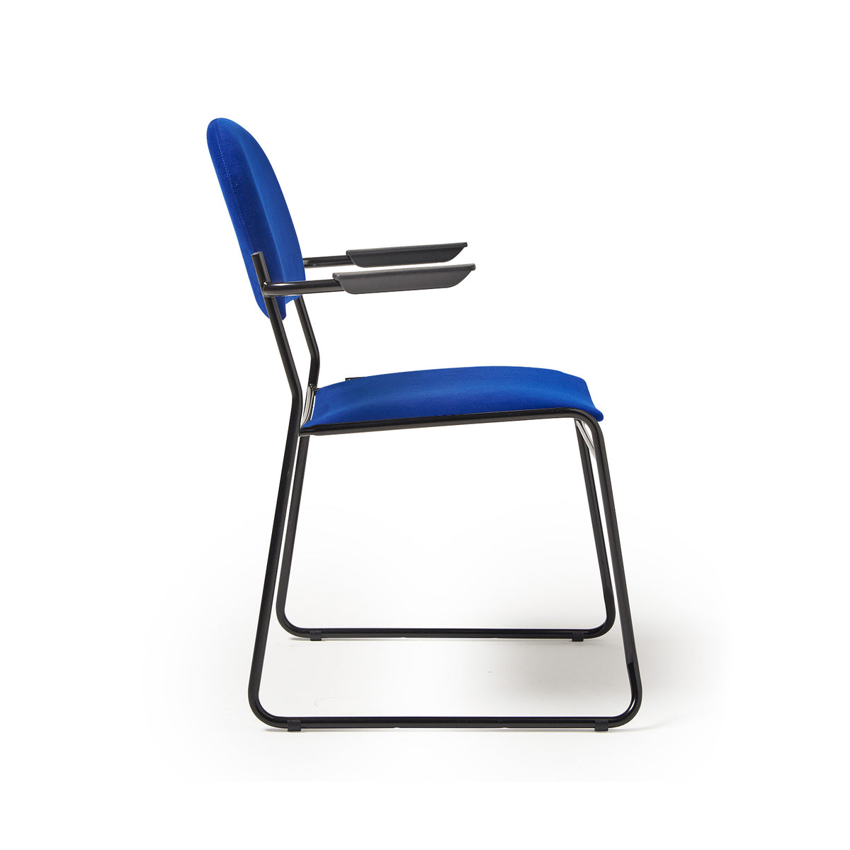 Jive stacking armchair with black frame in blue fabric - view 4