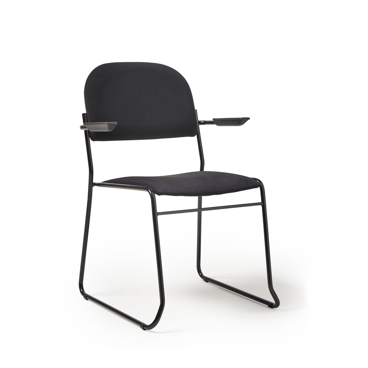 Jive stacking armchair with black frame in black fabric - view 1