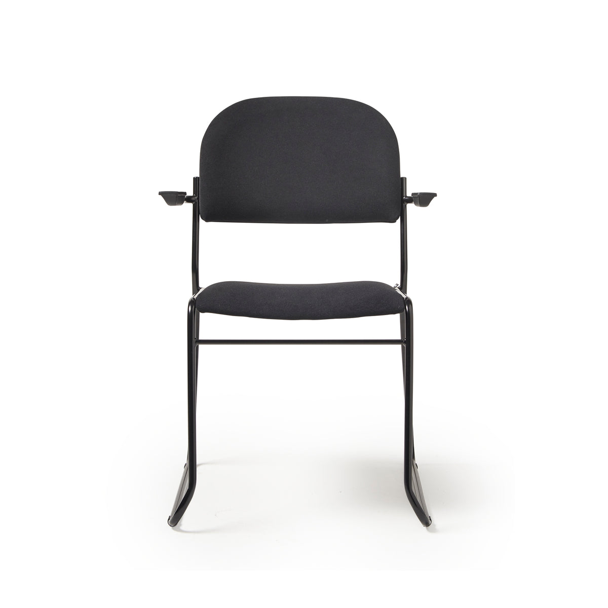 Jive stacking armchair with black frame in black fabric - view 3