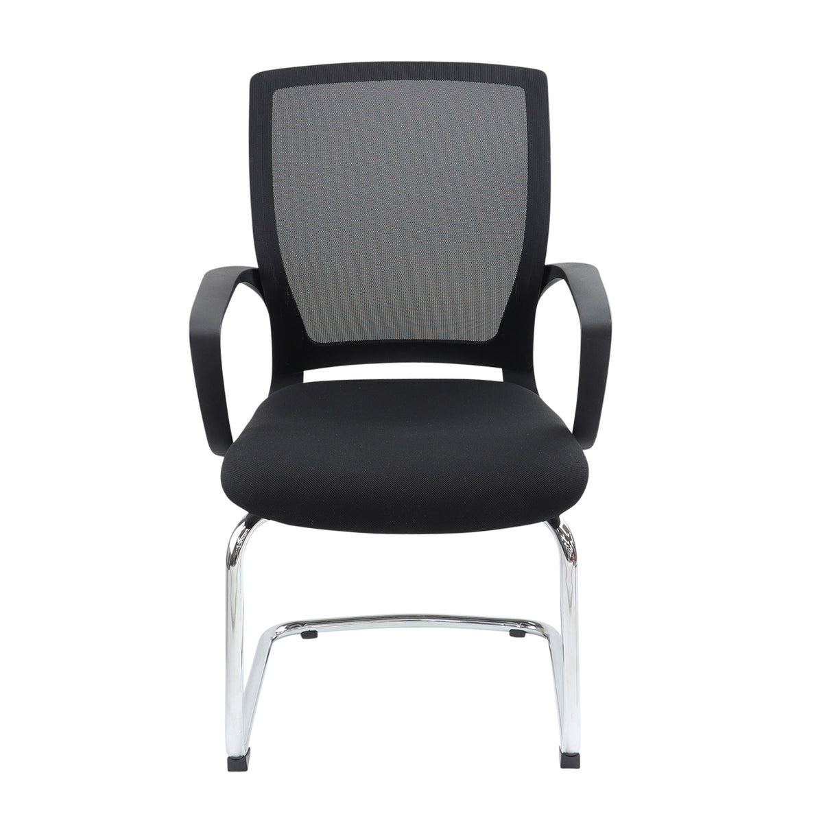 Jonas black mesh back visitors chair with black fabric seat and chrome cantilever frame - view 4