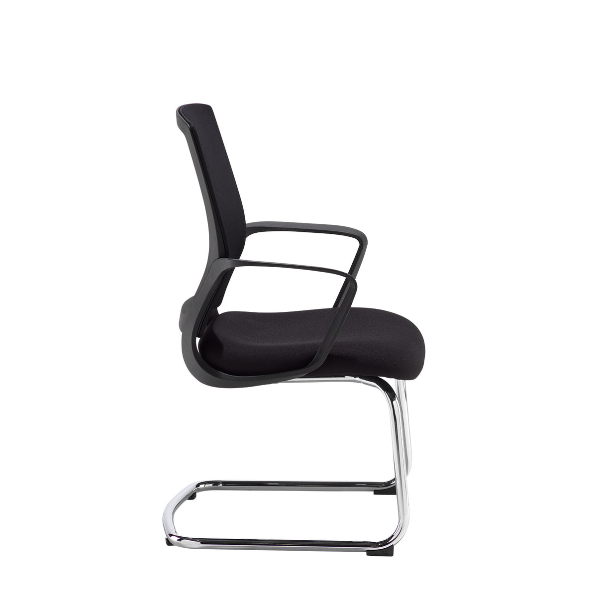 Jonas black mesh back visitors chair with black fabric seat and chrome cantilever frame - view 3