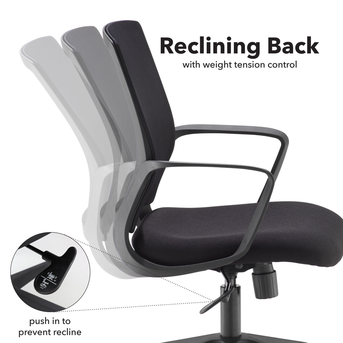 Jonas black mesh back operator chair with black fabric seat and black base - view 5
