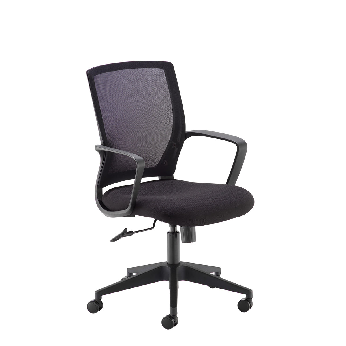 Jonas black mesh back operator chair with black fabric seat and black base - view 1