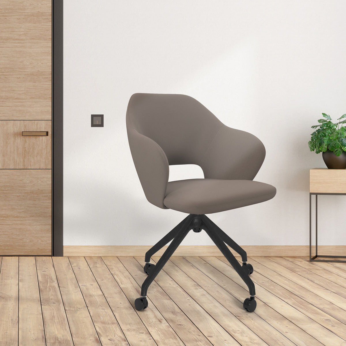 Jude single seater lounge chair with black pyramid base with castors - made to order - view 4