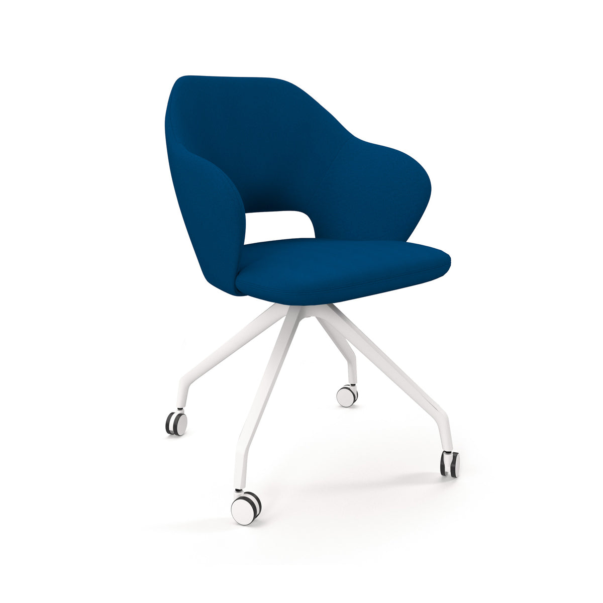 Jude single seater lounge chair with white pyramid base with castors - made to order - view 1